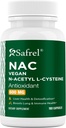 Safrel N-acetyl-L-Cysteine (NAC) Kapsler, 600 mg, 180 greve, respirasjon, immun, lever helse Potent antioksidant støtte, gratis radikaler, lett å absorbere, ikke-GMO, Glutenfri
