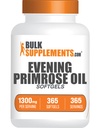BulkSupplements.com Aften Primrose Olje Softgels - GLA Supplements, Aften Primrose Olje 1300mg - Glutenfri, 1 Softgel per Serving, 365 Count (Pack of 1)