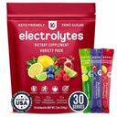Keppi Elektrolyserer pulverpakker Assorterte Flavors 30 Serveringer - Ingen sukkerhydrasjon kosttilskudd med kalium, magnesium, natrium - keto, vegan, fastevennlig, null kalorihydrasjon pakker