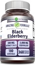 Amazing Formler Sambucus Black Elderberry | 300 Mg Ekstrakt 10:1 (3000 Mg Ekvivalent) | Veggie Capsules | Ikke-GMO | Glutenfri | laget i USA (1 pakke, 360 greve)