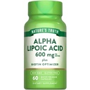 Naturens sannhet Alpha Lipoic Acid 600 mg | plus Biotin Optimizer | 60 kapsler | Ikke-GMO & Glutenfri Supplement