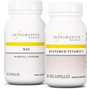 Integrative terapeutiske midler Bundle med Buffered Vitamin C Capsules 1000 mg, 60 Vegan Capsules & NAC, 60 Capsules - Immuntilskudd med antioksidant støtte* - Støtte åndedrett og lungefunksjon*