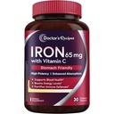 Legens oppskrifter Jern Supplement 65 mg med vitamin C - Maksimert absorpsjon og magevennlig jern piller for røde blodceller formasjon, hjerte, hjerne og immunisme helse - Vegansk ikke-GMO 30 jern tabletter