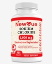 Natriumklorid 1000 mg, 365 tabletter - salttabletter, ikke-GMO, glutenfri - Drikk med elektrolytter erstattet hydrasjon