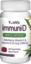Immunit Elderbær Gummies av YumVs | Triple Defense Vitaminer med Sambucus Elderberry, Vitamin C & vitamin D | Komplett immunsystem støtte for kvinner og menn | Naturlig Berry Flavor-60 Count