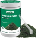 Land Art Certified Organic Fresh Spirulina Extra Powder 300g - Forbedret med Biotilgjengelig Klorofyll tilsatt - Uflavoured - Clean Source - 3rd Party Tested - Måling Spoon Inside