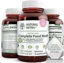 Naturlig Nutra Hele Mat Komplett Multivitamin og Mineral for kvinner og menn, Energiforsterker, bidrar til å opprettholde Bone Helse Supplement, forbedrer hjernefunksjon og hud, bidrar til å forbedre immuniteten 60 kapsler