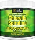God Natured Premium Klorella Spirulina pulver | 85 Servings | Ikke-GMO | Sollys vokser | dyp grønn farge | Sprekket cellevegg | Alkalyzing | Høyt protein | Vegansk organiske kapsler | Fjellvann