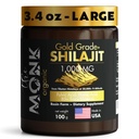 Organisk Himalayan Shilajit Resin med Fulvic Acid, Humic Acid, 85+ Minerals- Gold Grade Plus - 100g, 1000 mg Per Serving - Energi, Stamina, Brain Support - Laget i USA