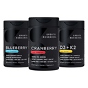 Sportsforskning Cranberry Fruit Complex Supplement med Pacran & vitaminer C & E, Hele frukt Blåbær Konsentrum laget av organiske blåbær og plantebasert vitamin D3 + K2 med kokosolje