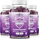 NEW AGE Immune System Support Gummies - Sambucus Black Elderberry Gummies med vitamin C og sink (Immune Support 180 Gummies)