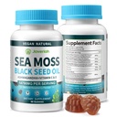 Vegansk Ashwagandha Sea Moss Gummies - Svart Seed Oil, Vitamin C & D for immun støtte, Digestiv, Antioksidant 13 i 1 Bundle, Sea Moss Klorofyll Avansert styrke Formula 2Pack 120 Gummies