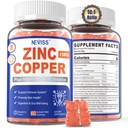 Zink gummier med kobber + probiotika, vitamin B6 for maksimal absorpsjon, sink kosttilskudd for menn og kvinner, to essensielle mineraler balanse formel for immunitet og Gut helse, vegan, ikke-GMO, 120 Cts