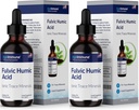 Fulvic Humic Acid flytende Supplement. Planteavledede mineraldråper, over 75 spormineraler for energiøkning. Opptil 8 måneders forsyning. Konsentrasjon 250%. 2oz hver. 2 flasker.