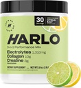 Harlo - Citrus Salt Electrolyte Drink Blande med Bovine Collagen & Creatine - Kreatin Monohydrat Powder - Energi Drikkepulver - Før trening pulver - Sukker Gratis Energi Drinks - Post Trening Recovery