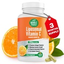 Liposomal vitamin C Supplement piller 1200 mg - høy absorpsjon 180 veganske kapsler fett løselig VIT C, maksimal styrke immunsystem og kollagen booster, solflower lecithin
