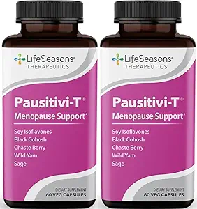 Pausitivi-T - Menopause Support Supplement - Relief for Hot Flashes, Hormone Imbalance & Night Sweats - Nourishes Vessue - Sage, Chasteberry, Soya Isoflavones & Black Cohosh - 60 kapsler (pakke med 2)