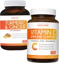 Bundle of Vitamin C Immune Support & Turmeric Curcumin - Daglig støtte: Immun + Joint Health - Immune Support - Vitamin C med Zinc (Non-GMO) & Turmeric Curcumin - Black Pepper Extract (Non-GMO)