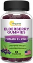 aSquared Nutrition Sambucus Elderberry Gummies med sink og vitamin C - Chewable Gummy Supplement Alternativ til Kapsler piller - Svart Elderbær m/VIT C for voksne Immun Support - 90 Gummies