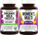 FarmHaven Milk Thistle Capsules og Multivitamin for kvinner | 22 Essentielle næringsstoffer, frukter og grønnsaker Kvinner Multivitamin | Boosts Energi, Immune, Hjertehelse Bundle