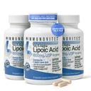 IMMUNOVITES 3-pakkestabilisert R-Alpha Lipoic Acid ((True)) 600mg per servering [[høy styrke og opptil 40x økt absorpsjon]] (Na R-ALA) (Na R-Lipoate) (3 flasker)