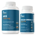 Dr. Tobias AKG Supplement & Vegansk Omega 3 Algae Olje, Støtte Cellulær energi og generell helse med AKG, EPA & DHA, Vegan, Glutenfri, Ikke-GMO