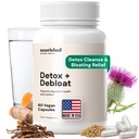 Nourished Natural Health Detox + Debloat - Melk Thistle & Dandelion Root Vegan Supplement for kvinner - Bloating Relief & Digestion Support - 60 Kapsler