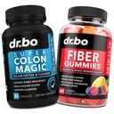 DR. BO Fiber Gummies & Colon rengjøring Kosttilskudd - Tasty Gummy Prebiotic Fiber Supplement - Super Colon Magic Bowell Bevegelse Støtte for Gut & Mage Rengjøring