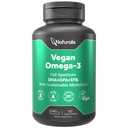 Naturalis Vegansk Omega 3 DHA, EPA & DPA fra Algae | Vegansk samfunn sertifisert, Sustainly Sourced, True Full Spectrum | 60 Veggie Softgels (Carrageen Free)
