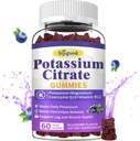 Kalium Citrate Gummies – Kalium Supplement for muskel helse, ben kramp Relief & Electrolyte Balance, Vegansk, Ikke-GMO, Glutenfri, Blåbær Flavor, 60 greve