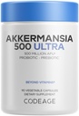 Codeage Akkermansia Mucinifila Probiotic Ultra - High-Potency 500M AFU Akkermansia Probiotic Supplement - Forbedret daglig Probiotic & Prebiotic, Chicory Inulin - 3-måneders Supply - 90 kapsler