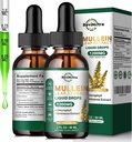2 Pack Mullein Drops for Lungs, 1200 mg Mullein Leaf Ekstrakt flytende dråper med klorofyll for Lung Cleanse & Detox, Støtte for pustende, immunforsvar, Digestive System