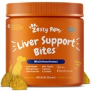 Zesty Paws Liver Support Supplement for hunder - med Melk Thistle Extract, Turmeric Curcumin, Choline - Mykt Chew Formula - for hund leverfunksjon