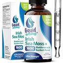 Irish Sea Moss Drops - Citrus Berry Flavor - 92+ Essential Minerals & Vitaminer - Energi, Hud, Gut, Recovery - Bladderwrack og Burdock Root - 2 fl oz