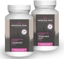 Fjelltopp næringsstoffer Permeable Gut & Digestive Support Combo Pack - Gut Lining og gastrointestinal helse - Enzymer, Probiotika og ernæringsstøtte - 90 Vegetariske kapsler Hver