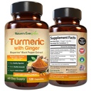 Turmerisk med Ginger Root Joint Support Supplement | Turmeric Curcumin Supplement 95% Curcuminoids | Inneholder organisk ginger og ginger med svart pepper ekstrakt for maksimal absorpsjon