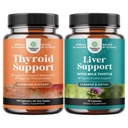 Bundle av Herbal Thyroid støttekompleks med L Tyrosin Bladderwrack Selenium Pure Ashwagandha og Liver Cleanse Detox & Reparasjon - Melk Thistle med Dandelion Root Choline Beetroot & Artichoke ekstrakt