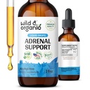 Wild & Organic Adrenal støtte Tinktur for positiv Outlook - Adrenal kompleks med Ashwagandha, Rhodiola Rosea Root - 1-måneders forsyning - Vegan, ingen sukker & alkohol - 2 fl oz