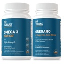 Dr. Tobias Omega 3 Fiskeolje og Oregano & Caprylsyre kosttilskudd, støtter hjerte, hjerne, immun med Gut Flora Balance Complex & Intestinal helse for kvinner og menn