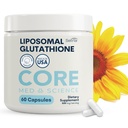 Core Med Science Liposomal Glutathione Supplement (500 mg, 60 kapsler) - Ren redusert setria med fosfolipid kompleks - Antioksidant Supplement for energi, hjerne helse, hud og lever helse