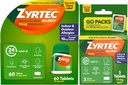 Zyrtec 24-timers Allergi Relief Tabletter, Innendørs og Utendørs Allergi Medisin med 10 mg Cetirizin HCl per Antihistamin Tablet, Bundle Pack, 60 ct + 3 ct Reisepakker, 63 greve