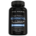 Vital vitaminer Resveratrol Supplement - Antioksidant støtte, Cellular Longevity, Kognitiv funksjon - 60 kapsler