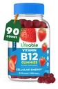 Livbart sukker Gratis vitamin B12 Gummies | 1000 mg | Great Tasting B12 Vitaminer Gummies | Energi, Mood og Metabolisme Støtte | B 12 Vitamin Gummies for menn, kvinner, voksne | 90 gummier