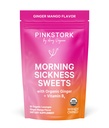 Pink Stork Morgensykhet Søt, Organic Mango Ginger Candy med vitamin B6 for morgensykhet, bevegelsessyke, prenatal Heartburn - Graviditet må ha - 30 omringede dråper