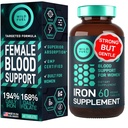 Jerntilskudd for kvinner med folsyre - 35 mg blodbuilder Ferrous Sulfate, folsyre 400 mcg - jern piller for kvinner med anemi og graviditet støtte - 60 Glutenfri, vegansk jern vitamin tabletter