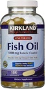 Kirkland Signatur Enterisk belagt fisk olje Omega 3 1200 MG fiskolje, 684 MG Omega 3 fettsyrer, 180 mykegels