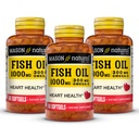 MASON NATURAL Omega, 3 Fiskolje, 180, dagsforsyning, 1000mg med EPA og DHA for felles støtte, 60 Softgel piller (3 pakke)