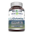 Amazing Formler L Glutamin 1000 Mg Tabletter | Aminosyre Supplement for menn og kvinner | Ikke-GMO | Glutenfri | laget i USA | (1 Pakke, 120 greve)