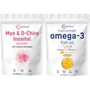 Mikroingredienser Omega-3 Fish Oil 4200 mg Softgels & Myo & D-Chiro Inositol pulver Bundle 2 pakke | Wild-Caught fisk, sitron flavored, Burpless | Inositol Supplement for kvinner