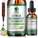 Citrus Bergamot flytende dråper - Naturlig kosttilskudd med Soursop, rød yeast ris, hvitløk, olivenblad, svart pepper - høy absorpsjon - støtte overordnet velvære* - Soursop biters væske, 2 fl Oz